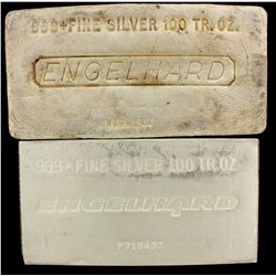 BULLION: [1] 100 oz. Engelhard 999+ Fine Silver bar. 3114 g. W171977.BULLION: [1] 100 oz. Engelhard 