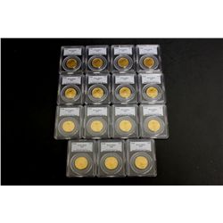COINS: [15] $25 American Eagle gold coins, 1/2 oz, slabbed and graded PCGS MS69, 2002