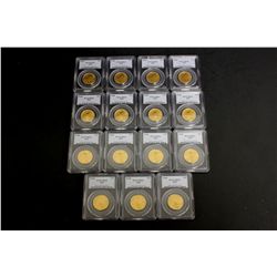 COINS: [15] $25 American Eagle gold coins, 1/2 oz, slabbed and graded PCGS MS69, 2002