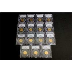 COINS: [15] $10 American Eagle gold coins, 1/4 oz, slabbed and graded PCGS MS69, 2002