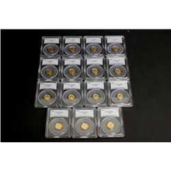 COINS: [15] $5 American Eagle gold coins, 1/10 oz, slabbed and graded PCGS MS69, 2002