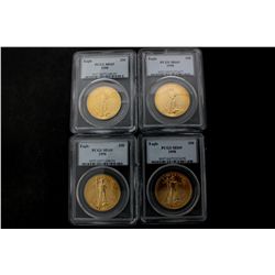 COINS: [4] $50 American Eagle gold coins, 1 oz, slabbed and graded PCGS MS69, 1998