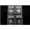 Image 1 : COINS: [4] $25 American Eagle gold coins, 1/2 oz, slabbed and graded PCGS MS69, 1998