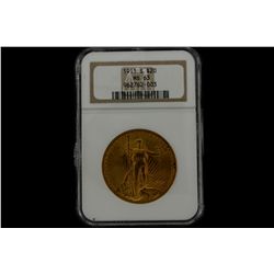 COIN: [1] $20 U.S. gold coin- 1911-S, .900 purity, .9675 Troy oz AGW, ANA graded and slabbed MS63.