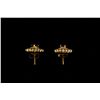 Image 2 : EARRINGS: [1] Pair 18kyg ruby and diamond earrings. Center ruby is 6.00mm x 4.00mm of commercial qua