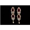 Image 2 : EARRINGS: [1] Pair 18kyg dia and rubellite earrings 2" long set with (4) pear shaped rubellite tourm