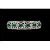 Image 1 : BRACELET: [1] 18kwg emerald and dia bangle prong set with (6) 6.00mm x 4.00mm rectangular emeralds, 