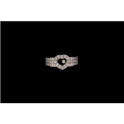 RING: [1] Ladies Chopard 18kwg Happy Diamonds Heart ring(45) rbc dias, VS clarity G-H color 0.74cttw
