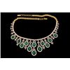 Image 1 : NECKLACE: [1] 18kyg emerald and dia necklace set with (12) oval emerald cabochons commercial to good