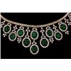 Image 2 : NECKLACE: [1] 18kyg emerald and dia necklace set with (12) oval emerald cabochons commercial to good