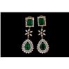 Image 1 : EARRINGS: [1] Pair 18kyg emerald and dia earrings 1 1/4" long set with (2) emerald cut emeralds and 
