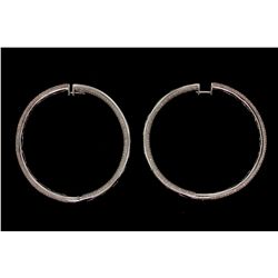 EARRINGS: [1] Pair ladys 14kw "inside-out" pave diamond loop earrings; 1230 rd dias, 1.0mm = est 6.1