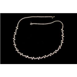 NECKLACE: [1] Ladys 14kw diamond link necklace; 78 rb dias, 2.1mm to 2.5mm = est 3.25cttw, Fair/L-O/