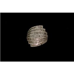 RING: [1] Ladys 14kw diamond ring; 179 rd dias, 1.3mm = est 2.00cttw, Fair-Poor/K-N/I2/one missing; 