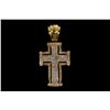 Image 1 : PENDANT: [1] Ladys 14ky "invisible" set diamond cross pendant; 102 sq prin dias, 1.3mm = est 1.53ctt