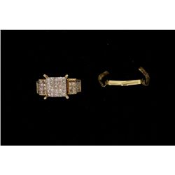 RING: [1] Ladys 14ky "invisible" set diamond engagement ring; 65 sq prin dias, 1.6mm (40) & 1.7mm (2