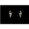 Image 1 : EARRINGS: [1] Pair ladys 14kw diamond "J" loop earrings; channel set 12 rb dias, 3.0mm-3.1mm = est 1