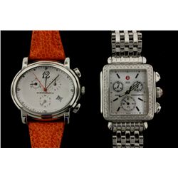 WATCH: [1] Ladys st.steel  BCBG Max Azria chronograph wristwatch; 43.5mm x 37.8mm oval case; flinque