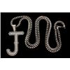 Image 1 : NECKLACE:  [1] 10 karat white gold square Cuban chain, 5.2mms, 40"s; and a 10 karat white gold "J" p