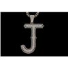 Image 2 : NECKLACE:  [1] 10 karat white gold square Cuban chain, 5.2mms, 40"s; and a 10 karat white gold "J" p