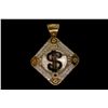 Image 3 : PENDANT:  [1] 10KY & WG pendant with a silver '$' over the center piece and set with synthetic clear