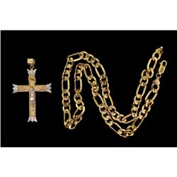 CHAIN: [1] Mens 10ky figaro link chain necklace; concave ctr, beveled edge, polished; 8.48mmW x 2.16