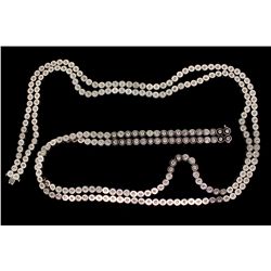 NECKLACE: [1] Gents 14kwg (tested) and diamond link necklace; double strand design 36" and 37" long 