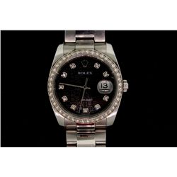 WATCH: [1] Gents stainless steel and dia Rolex DateJust 36mm case, black Jubilee diamond dial, white