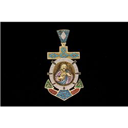 PENDANT:  [1] 10KYG Mariners cross pendant set with 92 rd dias, est. 1.84 cttw, Good, I-K, SI2-I1, 4