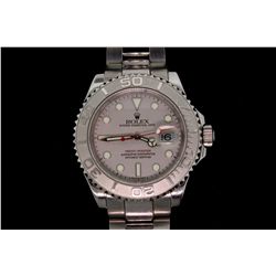 WATCH:  [1] stainless steel gents Rolex Yachtmaster watch with grey index dial, date, uni-directiona