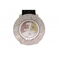WATCH: [1] Mens st.steel Joe Rodeo Junior wristwatch; pave dial w/ date; 215 rb dias, 0.9mm= est 0.9