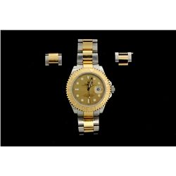 WATCH:  [1] Stainless steel & 18KYG Gents Rolex Oyster Perpetual Yacht-Master watch with champagne d