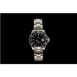 WATCH:  [1] Stainless steel GTS. Rolex Oyster Perpetual Submariner watch with black dial, date, blac