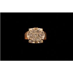 RING:  [1] 10KYG ring set with 7 rd diamonds, est. 1.68 cttw, Good, H-J, SI2-I1, size 10 1/2;  8.2 g