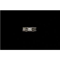 RING:  [1] 14KWG engagement ring center set with 1 princess cut dia., est. 0.37cttw, Good, H/I, SI2: