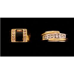 RING:  [1] 14KW & YG ring set with 7 rd diamonds, est. 0.50 cttw., Good, H/I, SI2-I1, size 11;  11.2