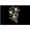 Image 1 : BROOCH: [1] 14kwg, pearl and diamond pin 2 1/2'' x 2'' wide with (3) 10.0 - 10.5mm egg shaped South 