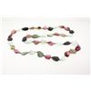Image 3 : NECKLACE: [1] Single strand necklace of assorted colors of tourmaline and aquamarine beads with a 14