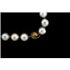 Image 2 : PEARLS: [1] Single strand of 9mm silvery light gray baroque pearls with a 14KWG fishhook clasp; 34''