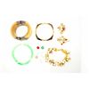 Image 4 : NECKLACE: [1] Gold plated chain necklace with 8.0mm malachite beads and a pendant with a melon carve