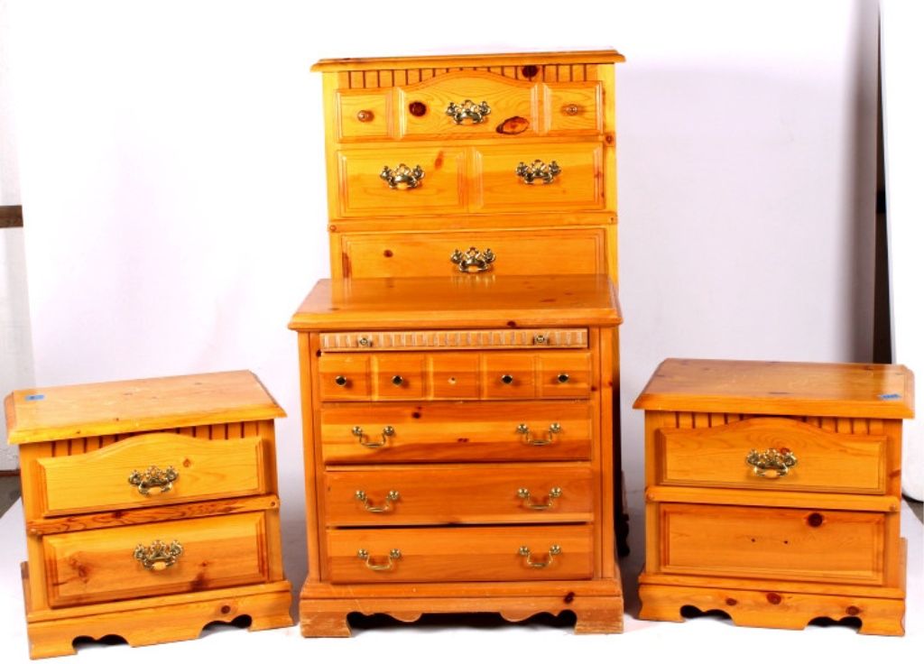 Pine Bedroom Set This lot features a pine bedroom