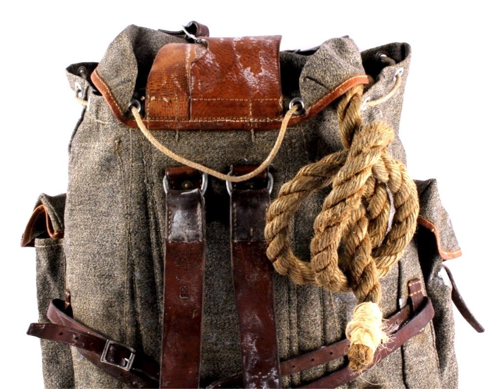 Antique Mountaineering Backpack with Rope This lot
