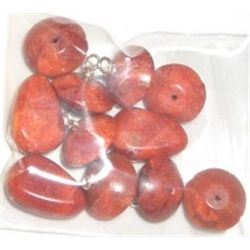 79.00 TOTAL CARATS OF *NATURAL* RED SPONGE CORAL *HOLED FOR JEWELRY*!! CORAL CAME OUT OF SAFE!!