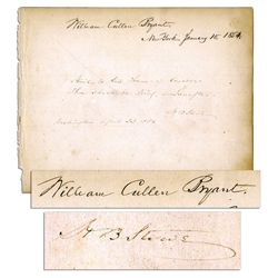 Harriet Beecher Stowe Handwrites a Quote From ''Macbeth'' and Signs Alongside William Cullen Bryant 