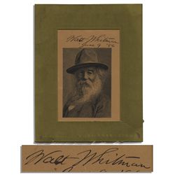 Rare Walt Whitman Signed Portrait Engraving -- With PSA/DNA COA