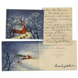 Laura Ingalls Wilder Autograph Letter Signed Upon a Signed Christmas Card -- ''...Almanzo passed awa