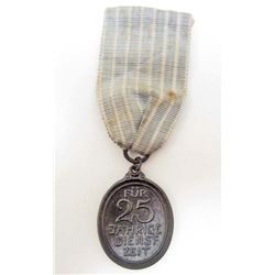 RARE GERMAN 25 YEAR LOYALTY & SERVICE MEDAL WITH RIBBON