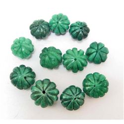 LOT OF 128.1 CTS. OF HAND CARVED GREEN EMERALDS
