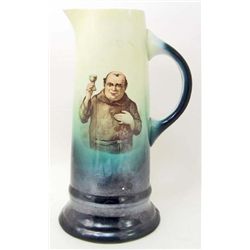LARGE ANTIQUE HAND PAINTED MONK PORCELAIN TANKARD STEIN
