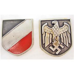LOT OF 2 NAZI GERMAN HELMET BADGES